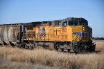 Grain train waits to head east